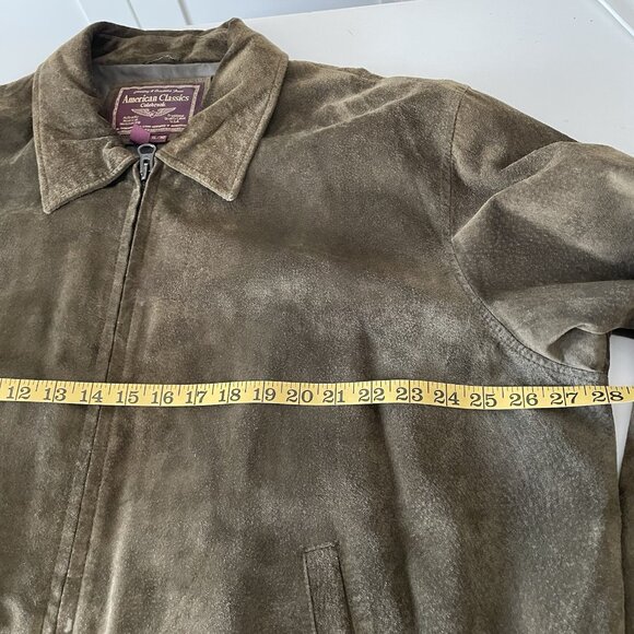 Vintage Colebrook Olive Green Suede Leather Bomber Harrington Jacket Mens XL - Picture 3 of 16